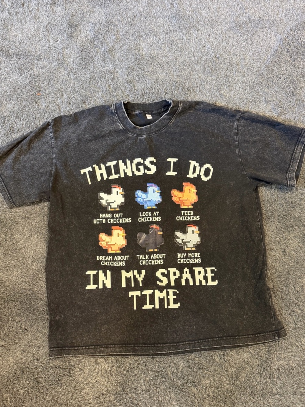 Unisex Stardew Valley Chicken Black Graphic Tee - Things I Do In My Spare Time